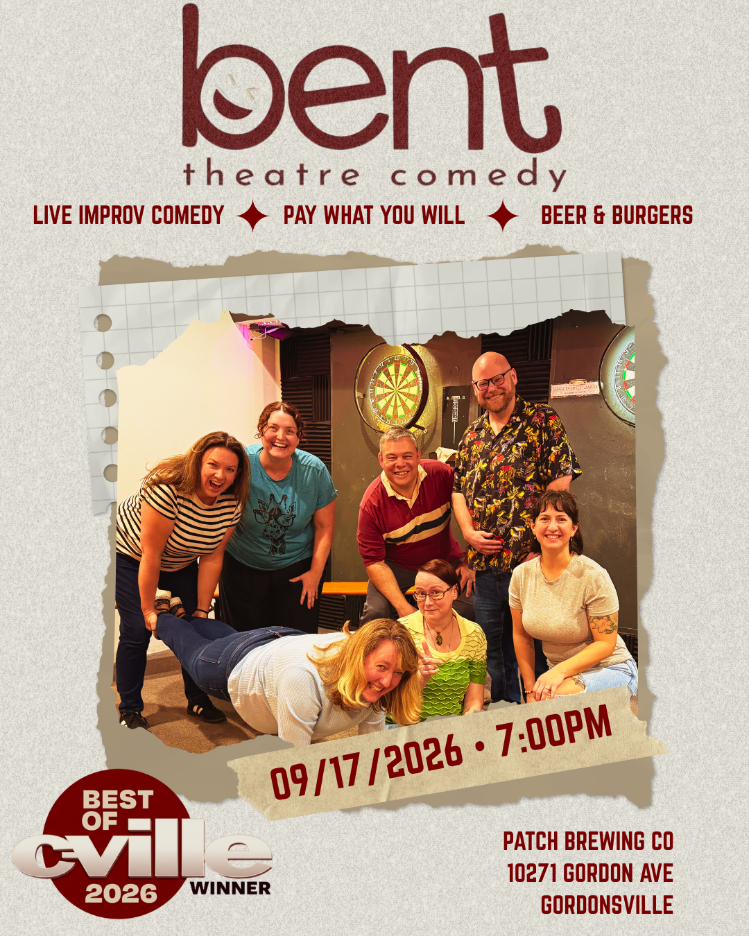 Bent Theatre Improv at Patch Brewing - September 2026