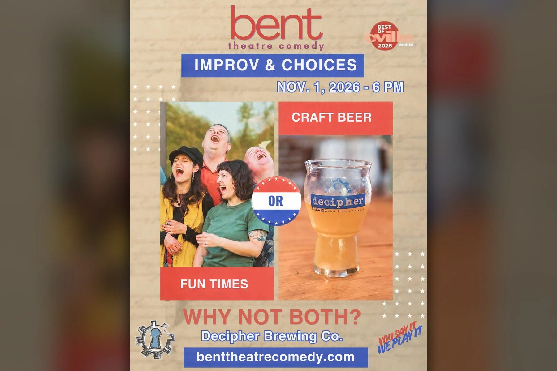 Free Improv Comedy at Decipher Brewing - November 2026