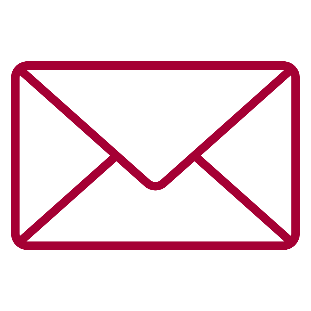 Outline of a burgundy colored envelope