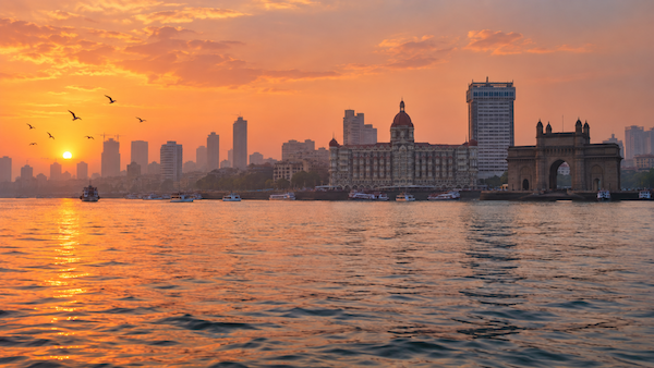 view of Mumbai India at sunrise