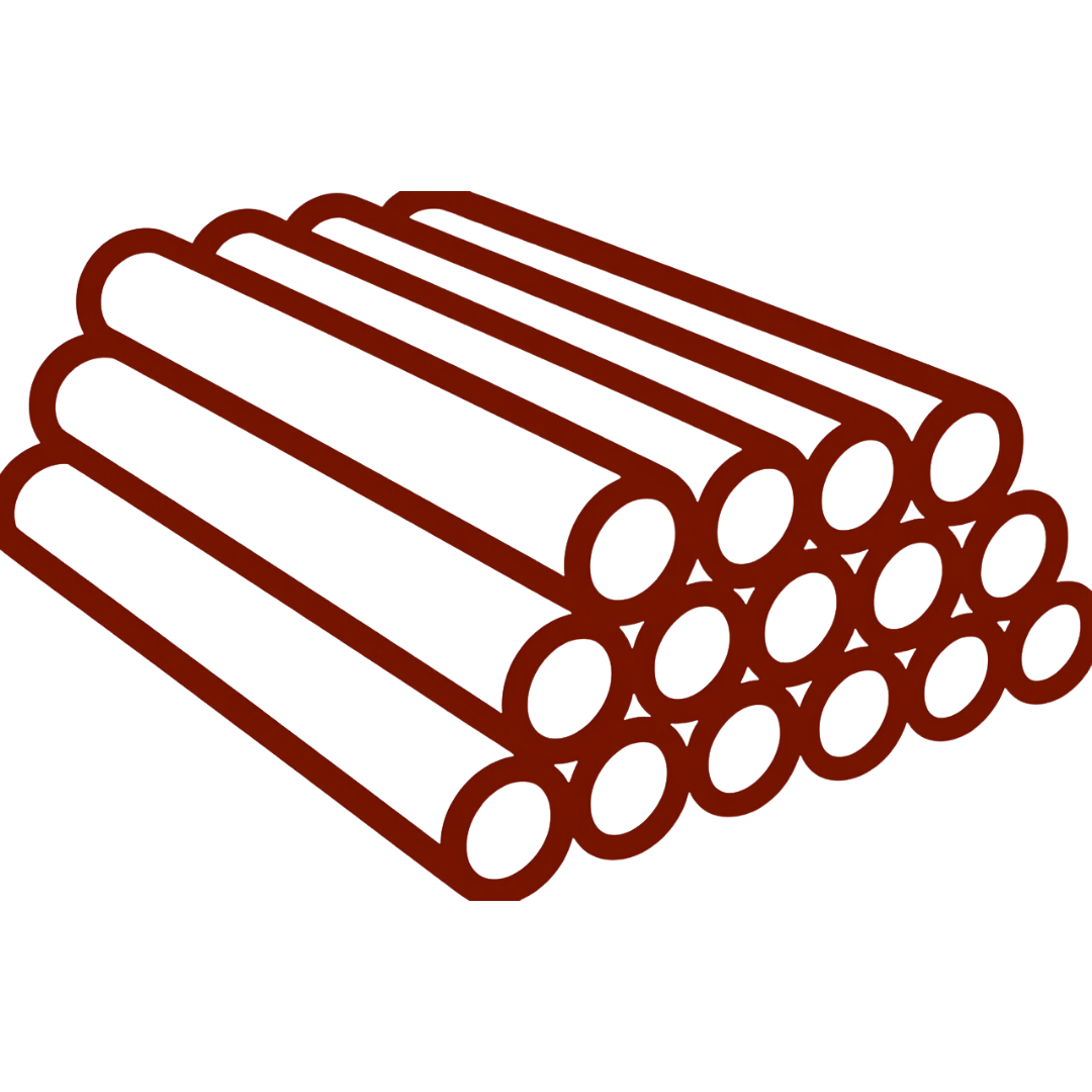 Illustration of a stack of brown sticks, resembling a bundle of firewood.