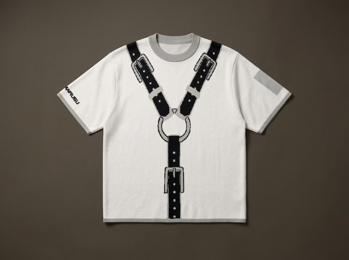 Y HARNESS JACQUARD KNIT TEE