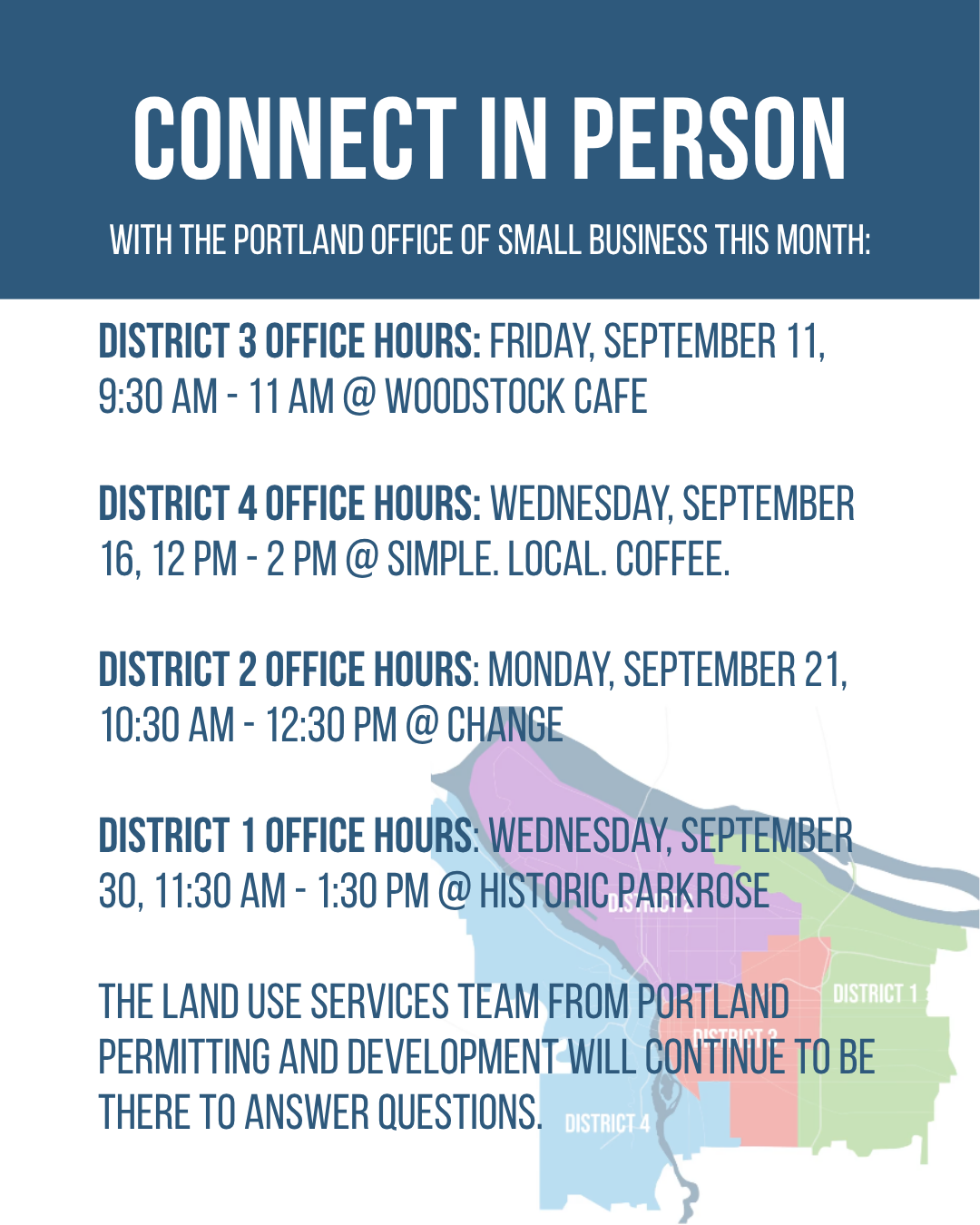 Portland Office of Small Business Events in September