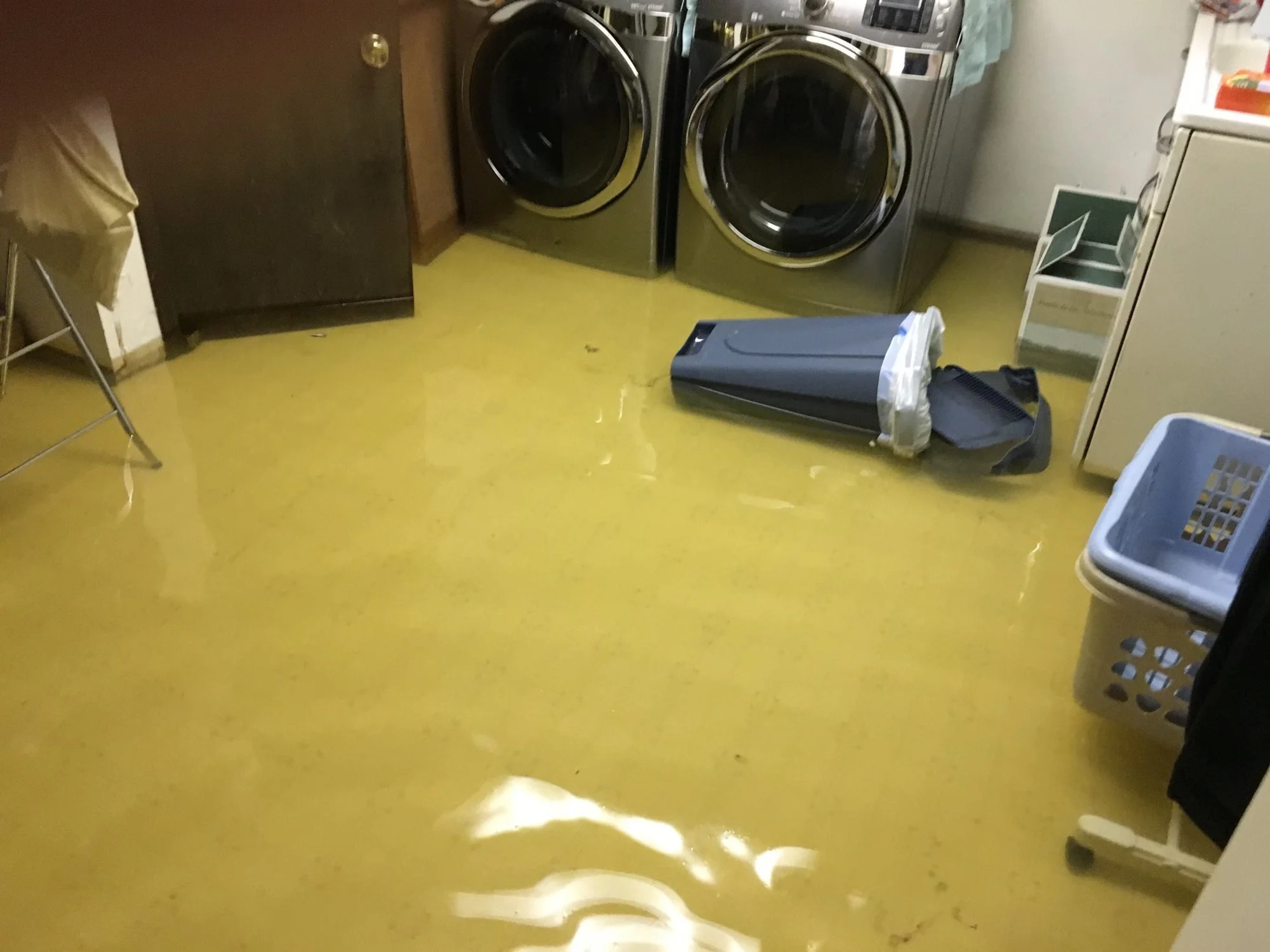 Flooded laundry room from a burst pipe needing emergency water extraction in Gillette WY
