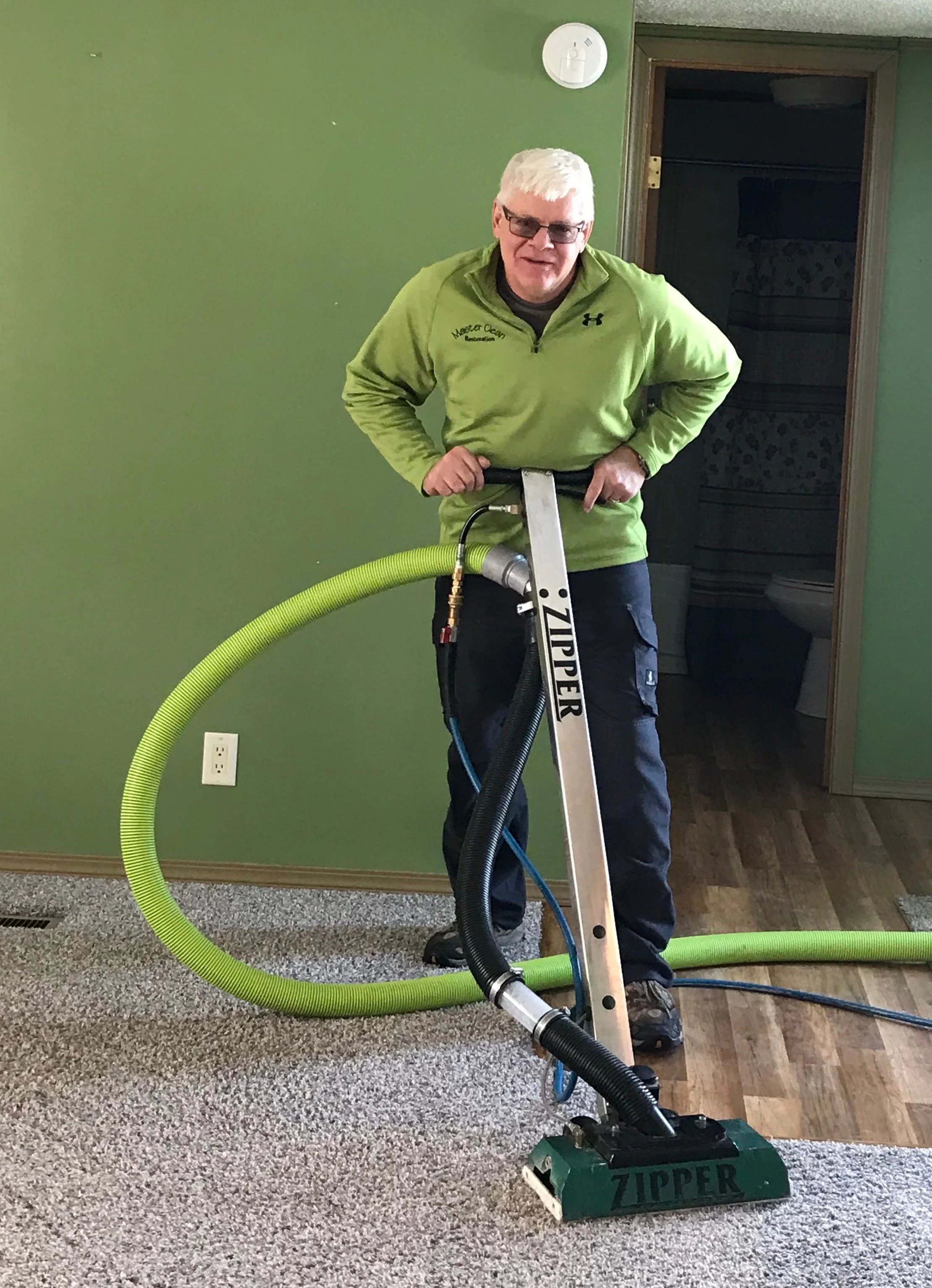 Master Clean technician deep cleaning carpet in Gillette WY