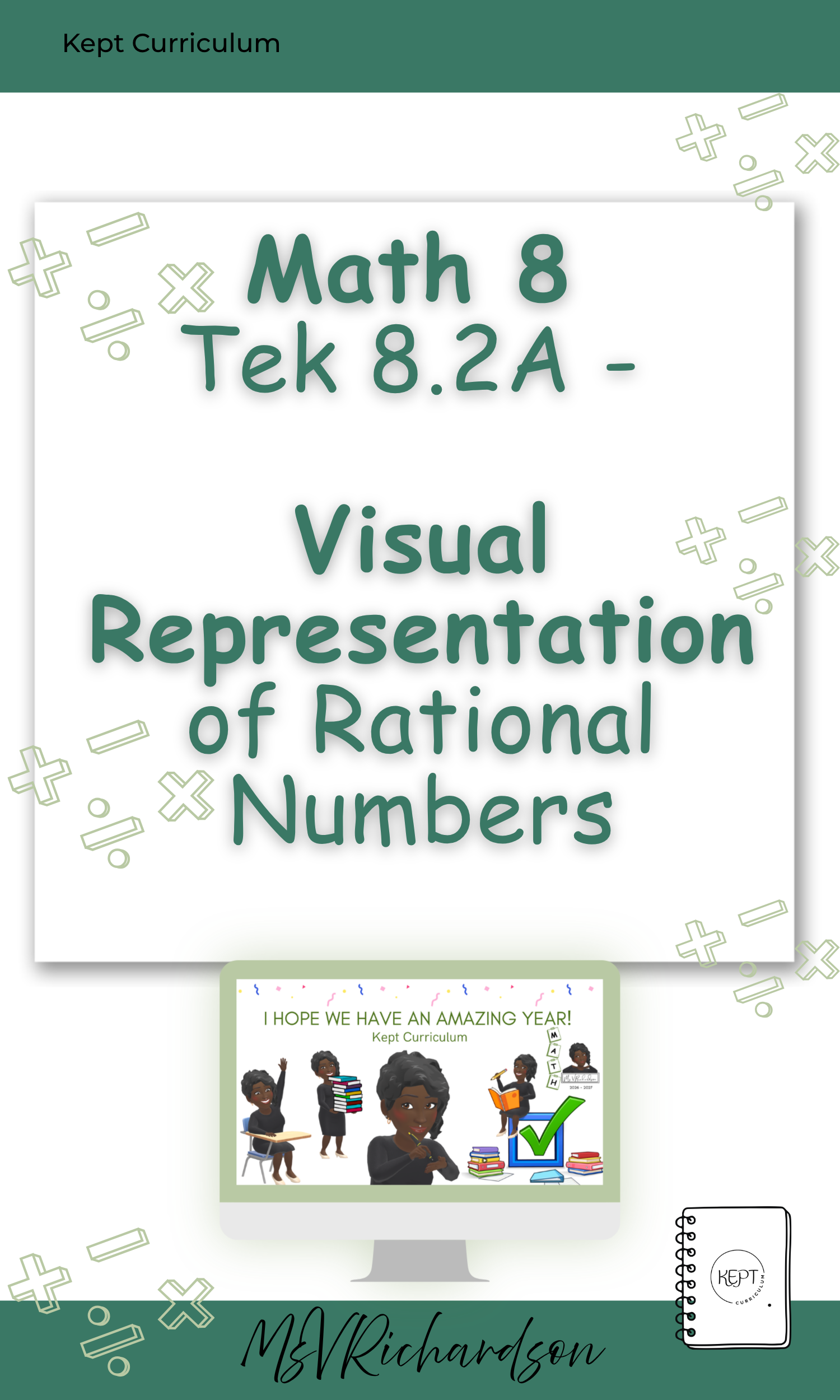 Math 8 Tek 8.2A - Visual Representation of Rational Numbers