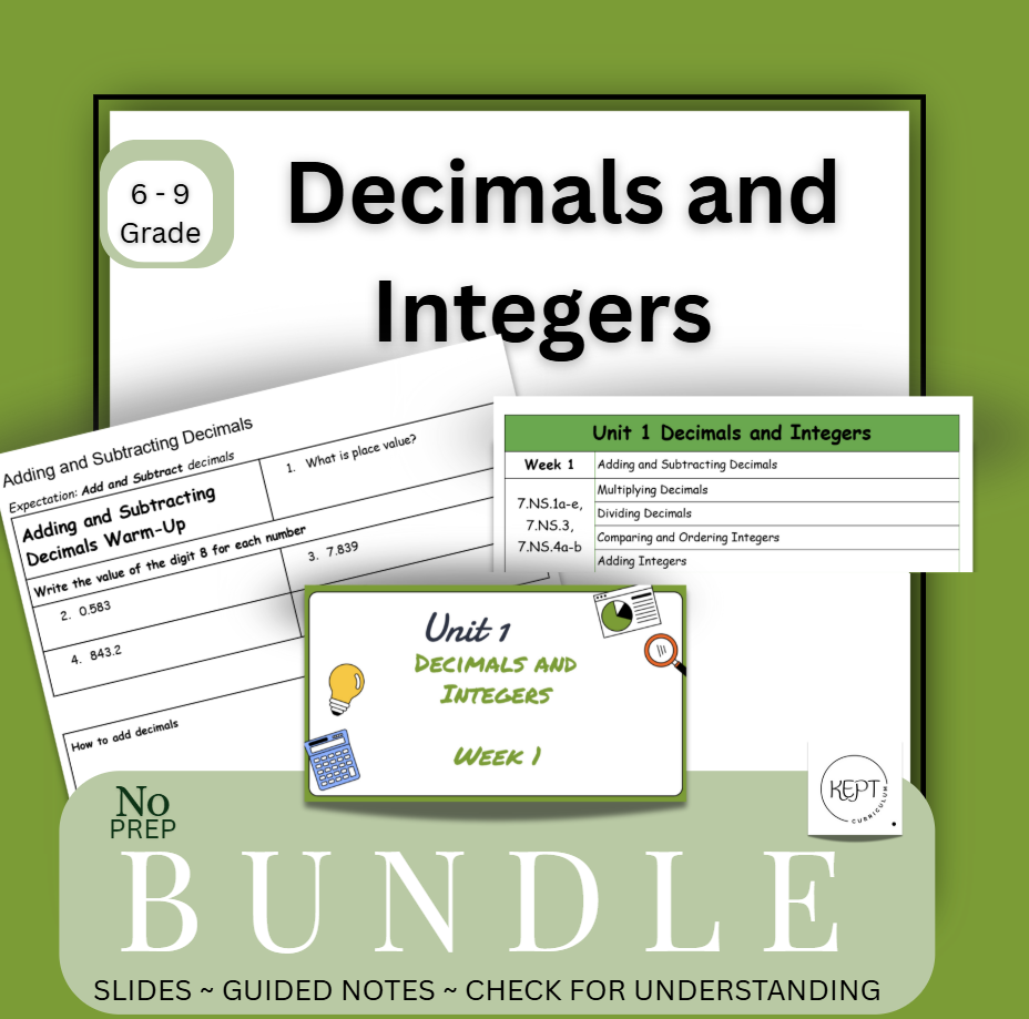 Decimals and Integers Bundle