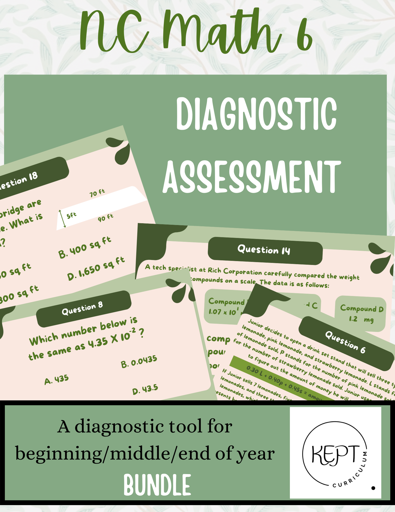 NC Math 6 Diagnostic Assessment