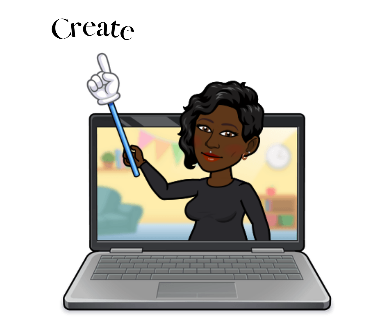 Create with lady on computer screen