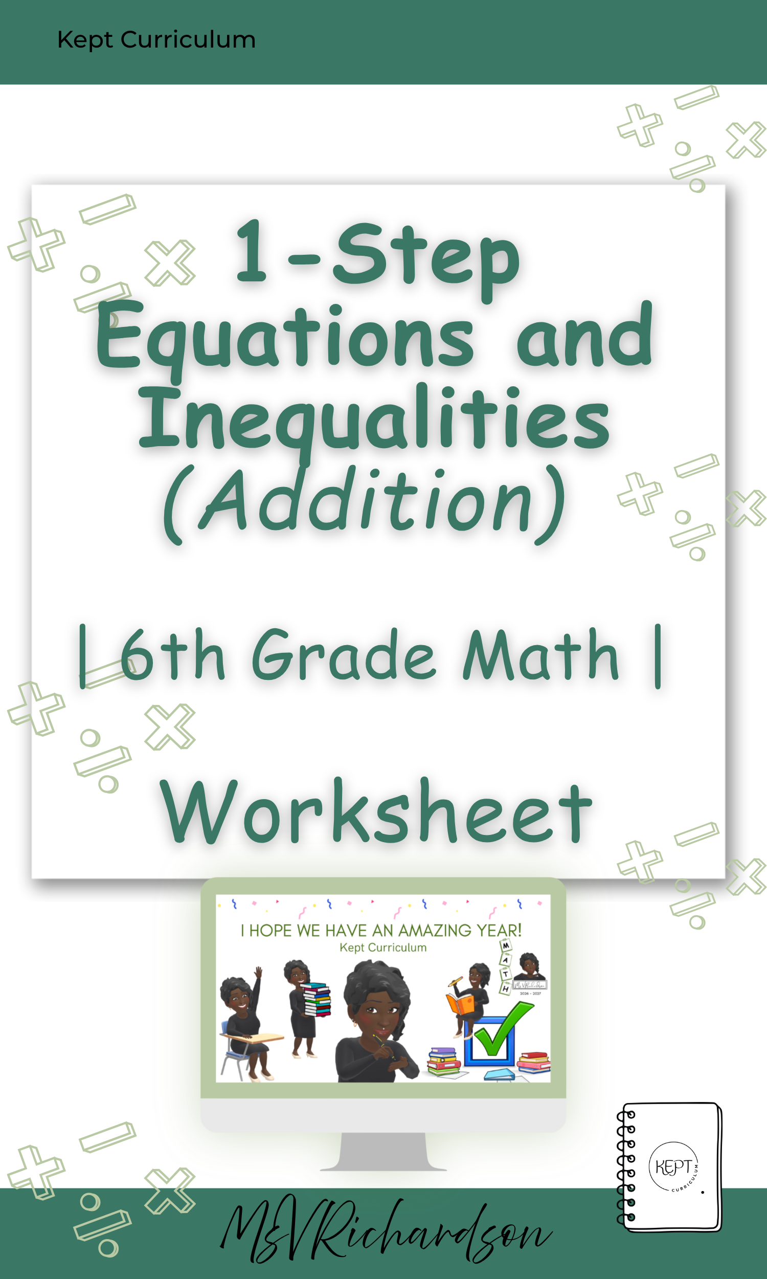 1-Step Equations and Inequalities (Addition) | 6th Grade Math | Worksheet