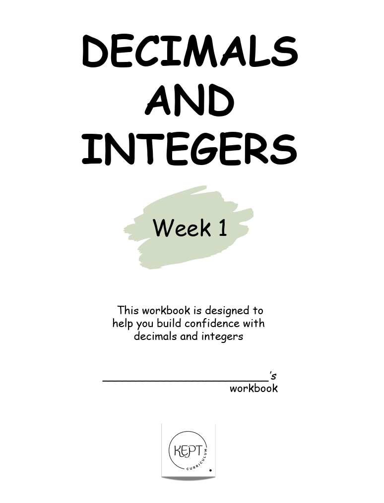 Decimals and Integers Workbook Week 1