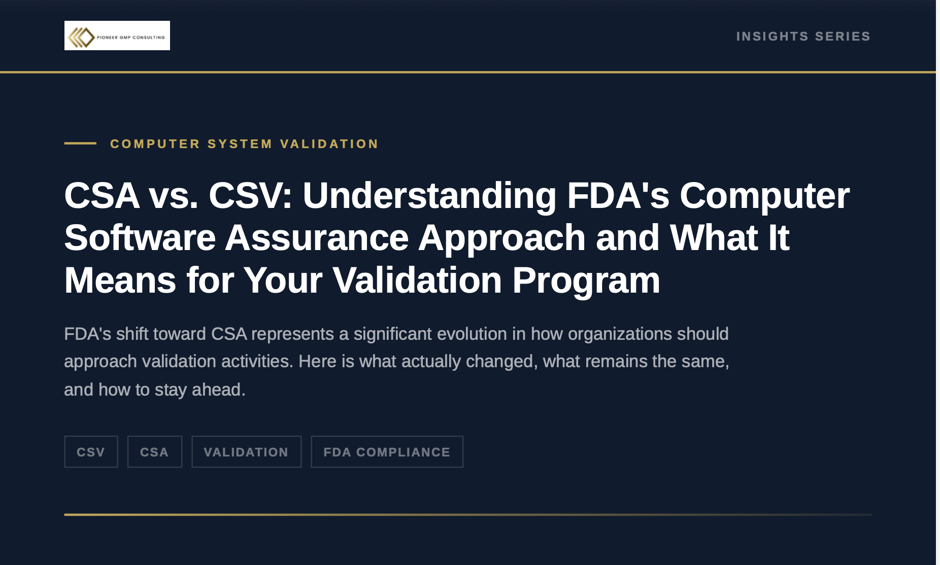 CSA vs. CSV: Understanding FDA's Computer Software Assurance Approach and What It Means for Your Validation Program