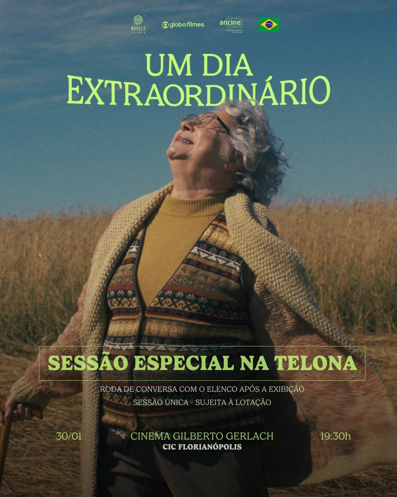 UMA SESS&Atilde;O EXTRAORDIN&Aacute;RIA NO CINEMA!✨

Na sexta dia 30/01, &agrave;s 19:30h, faremos uma sess&atilde;o especial em Floripa do filme UM DIA EXTRAORDIN&Aacute;RIO, no novo Cinema do CIC, seguida de bate-papo com elenco e equipe. 

⚠️ Mas 