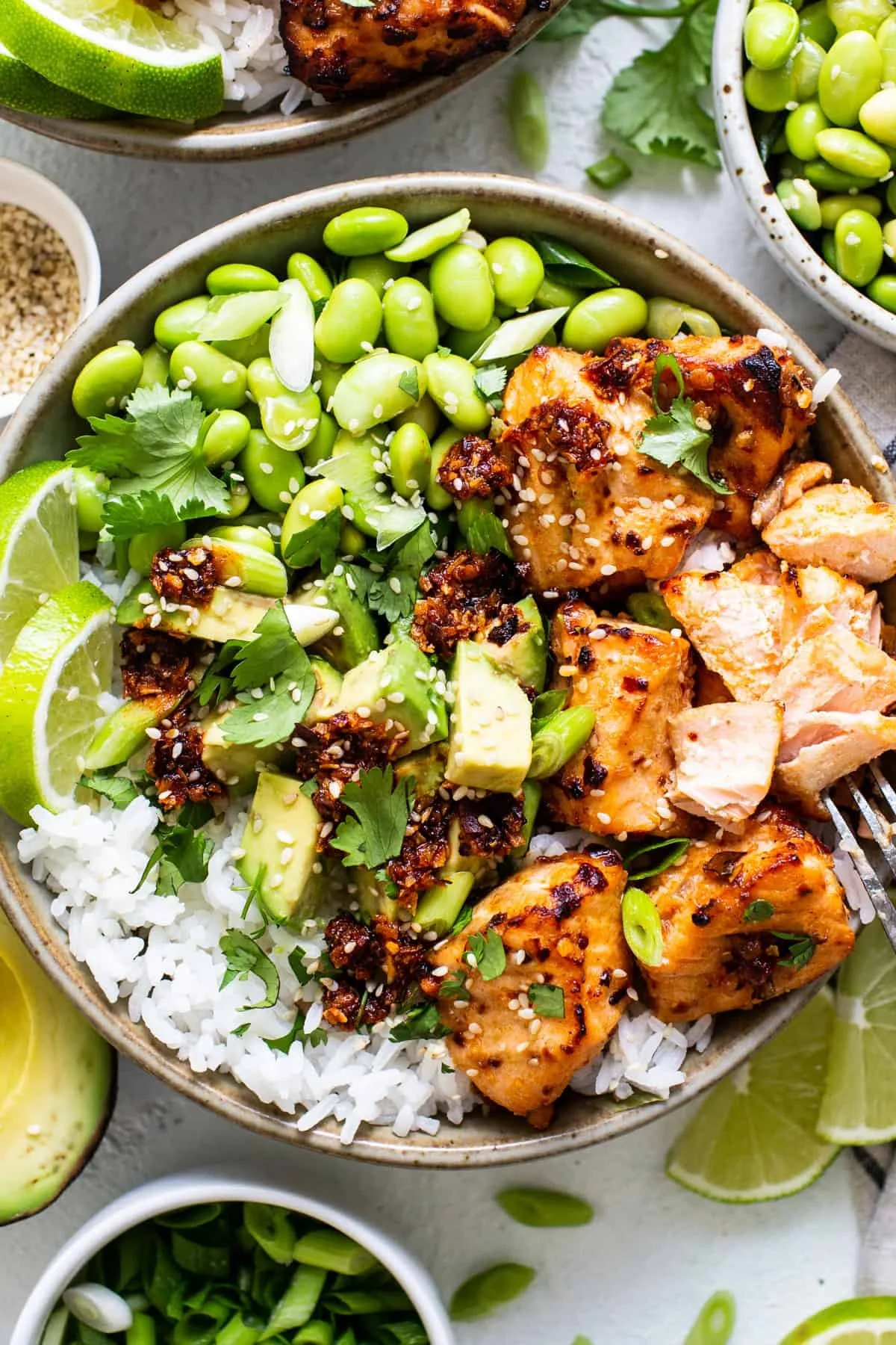 Honey Chili Crunch Air Fryer Salmon Bites by Fit Foodie Finds