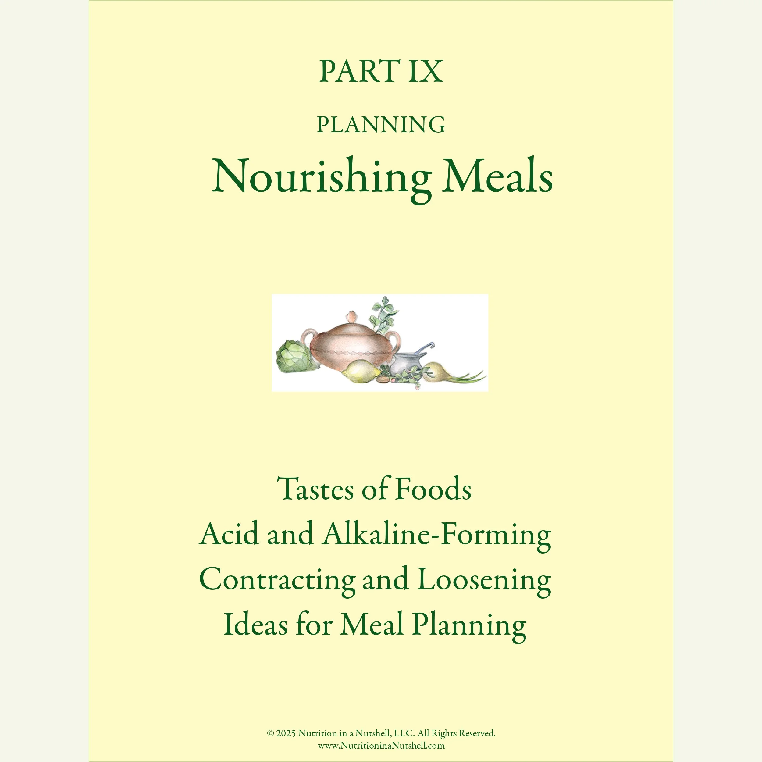 Meal Planning education charts – excerpts from Natural Foods from the Tapestry of Life. PDF DOWNLOAD
