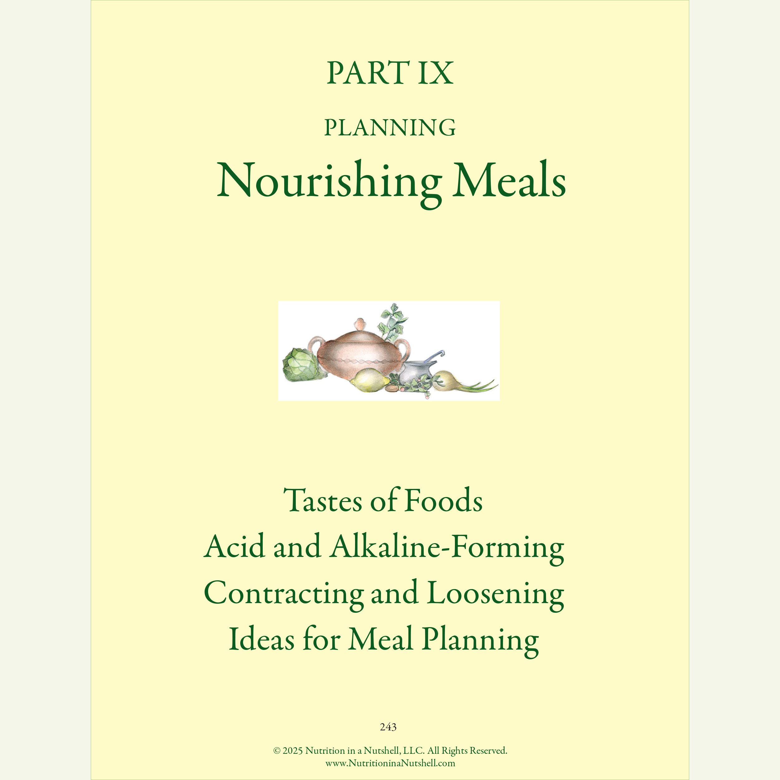 Meal Planning education charts – excerpts from Natural Foods from the Tapestry of Life. PDF DOWNLOAD