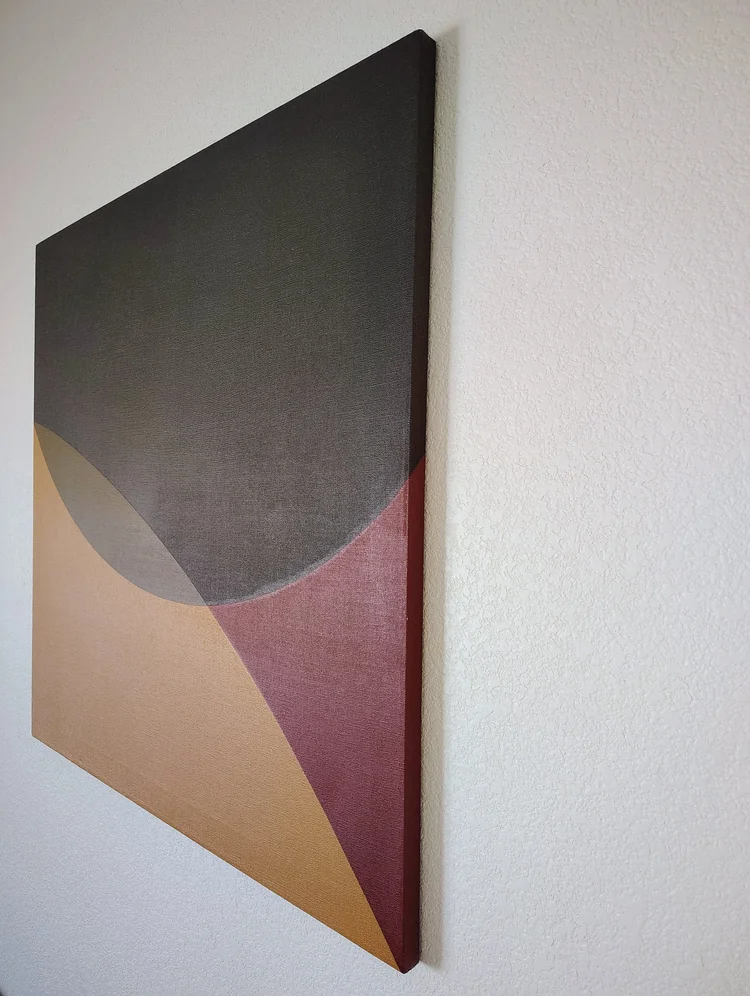 Paint surface and geometric composition detail from Yellow Triangle