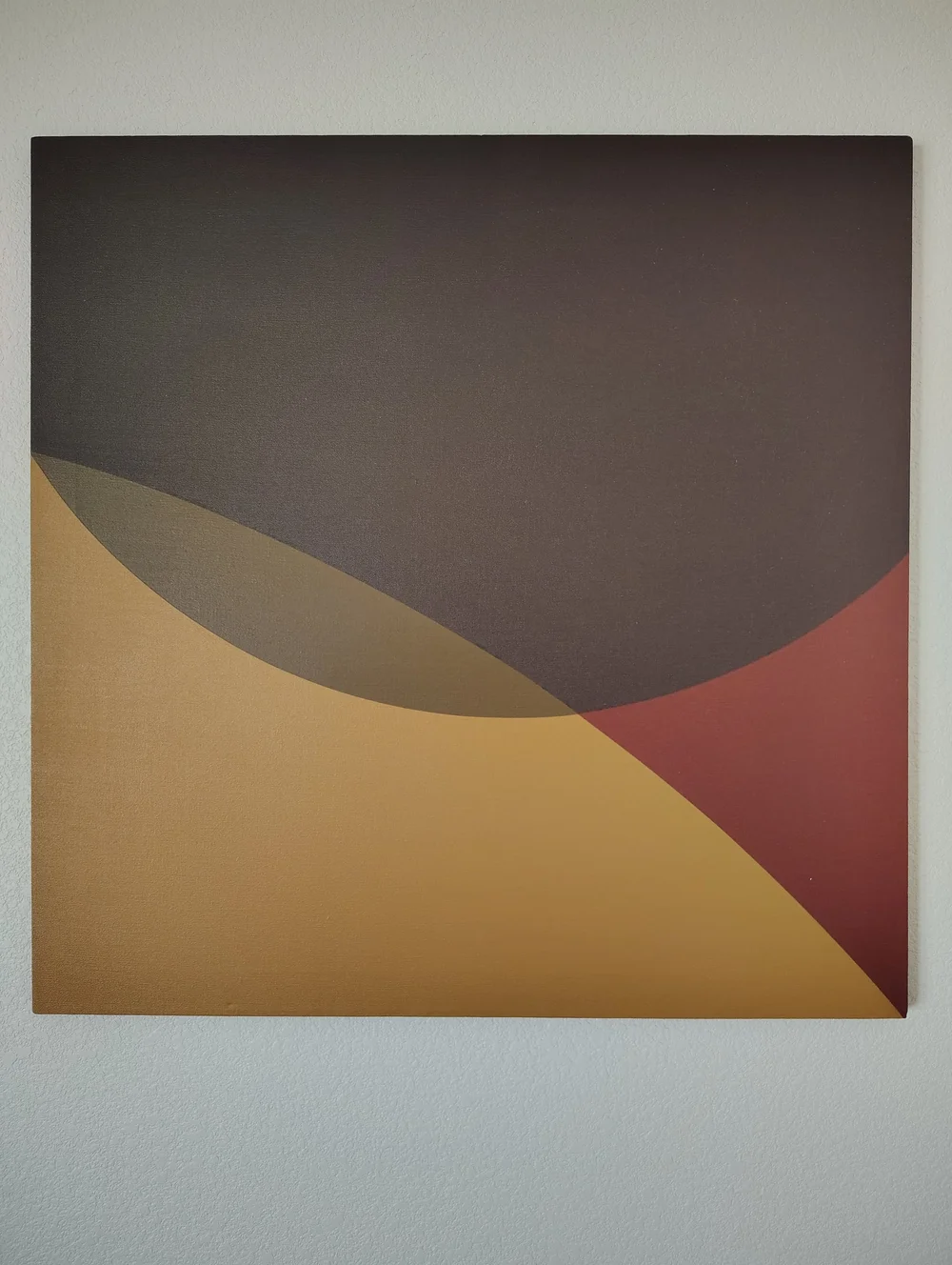 Yellow Triangle, a 1975 geometric abstract oil painting by Las Vegas artist John Barrett Main