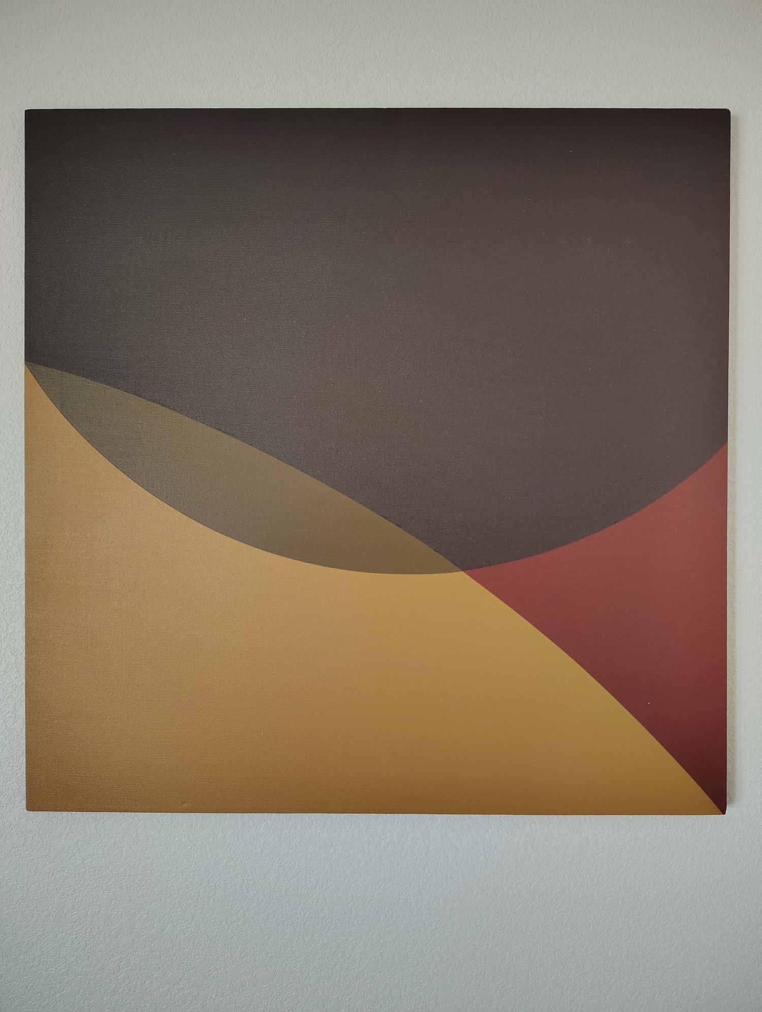 Yellow Triangle, an original 30 by 30 inch January 1975 oil painting by Las Vegas artist John Barrett Main