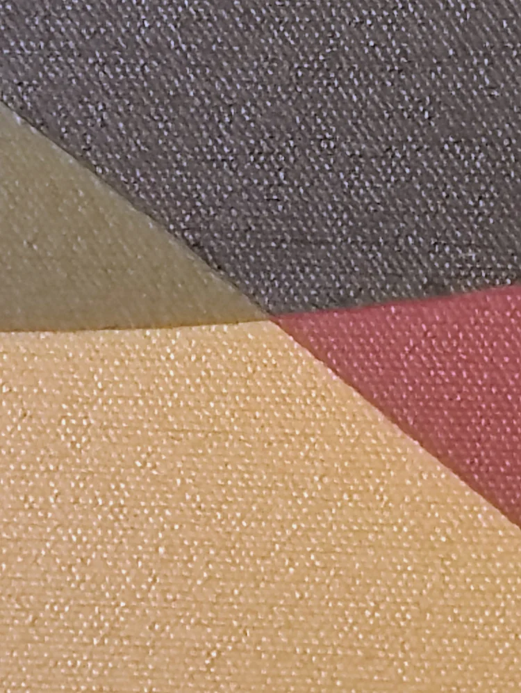 Condition and edge detail of the original 1975 Yellow Triangle painting