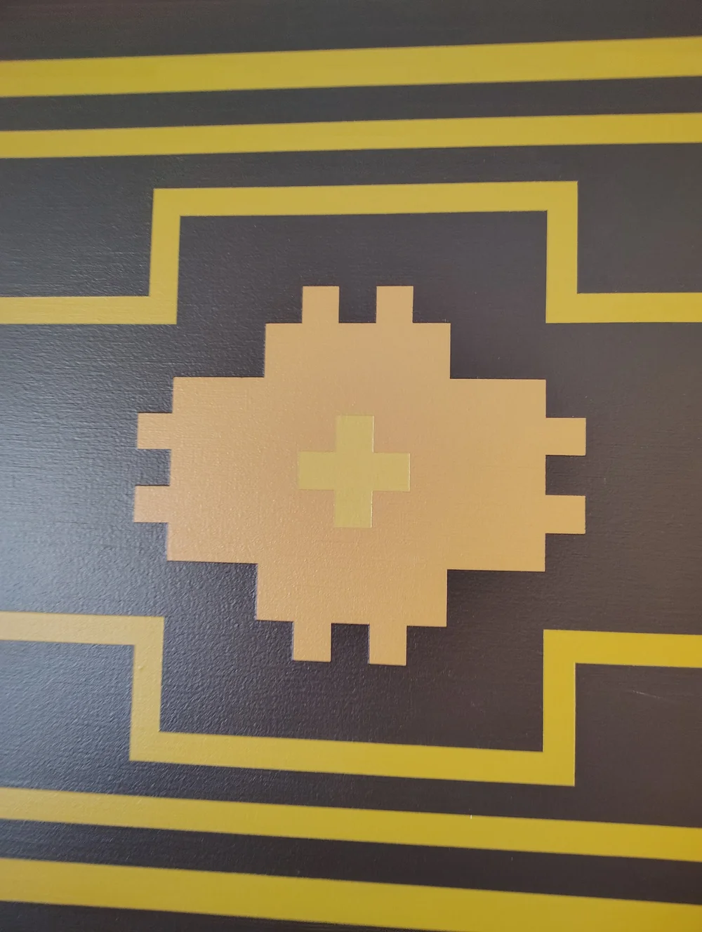 Full front view of Yellow Cross with Brown Field, painted by John Barrett Main in 1975