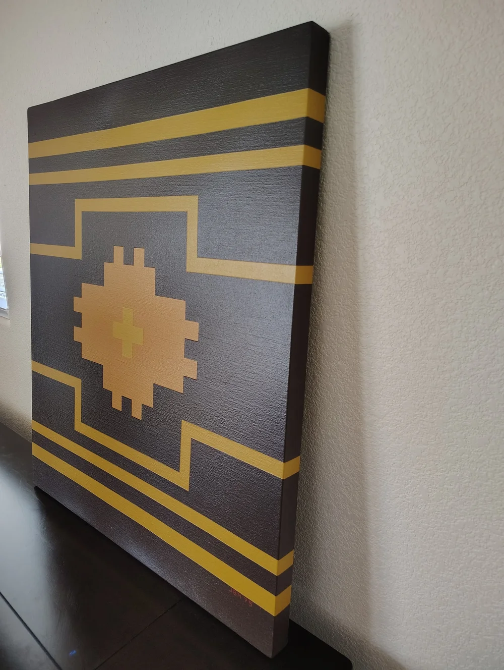 Close-up photograph documenting Yellow Cross with Brown Field by John Barrett Main