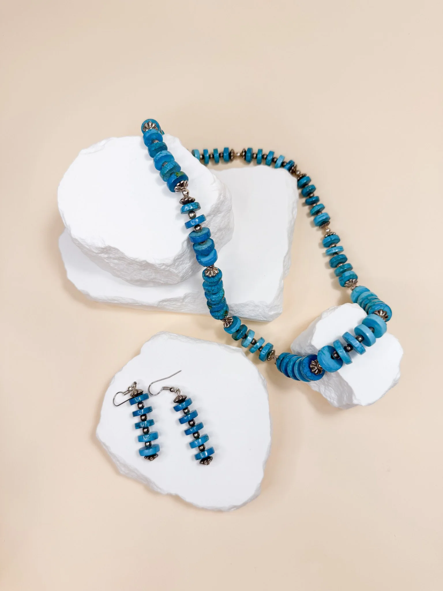 Turquoise Heishi Necklace & Earring Set