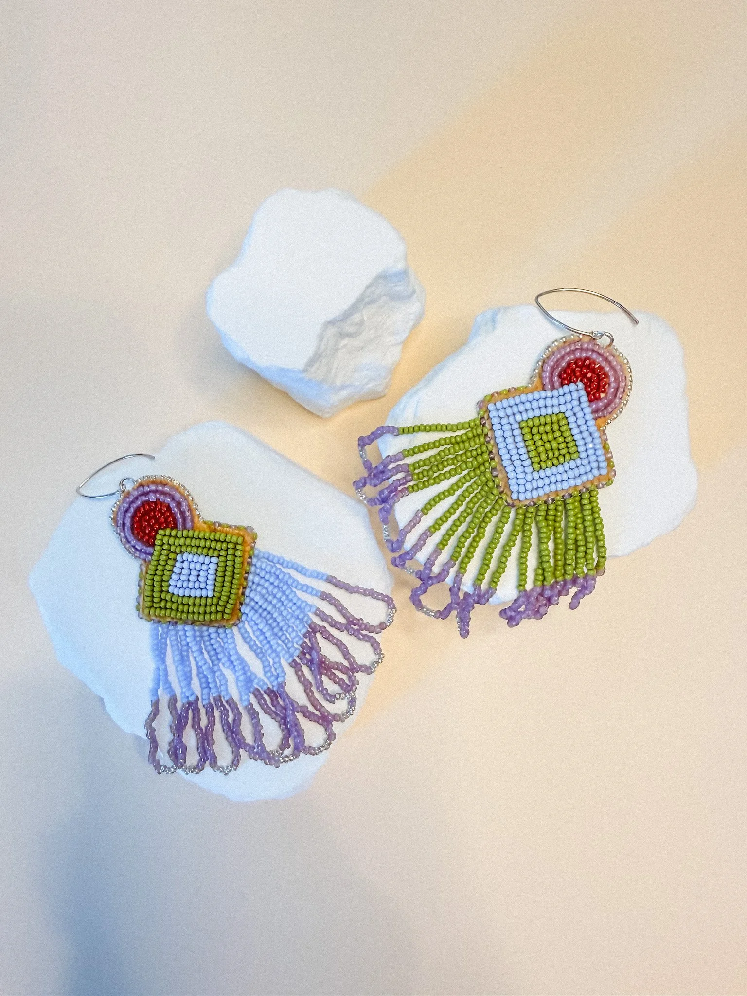 KAMAMA Geometric Earrings with Fringe
