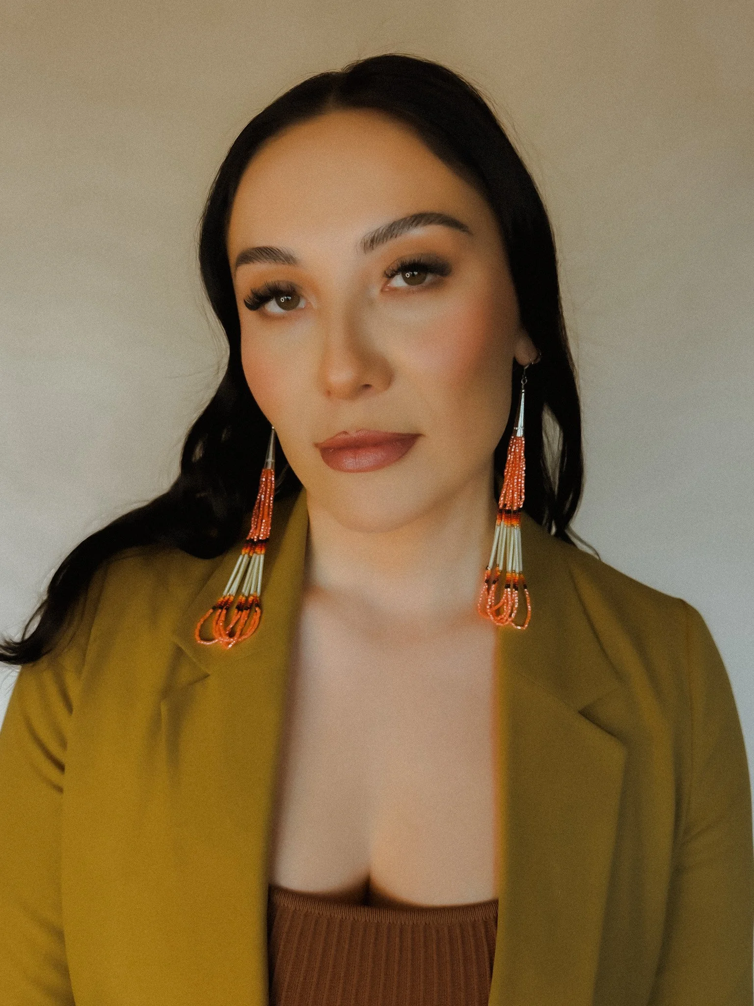 Silver Cone & Bead Drop Earrings