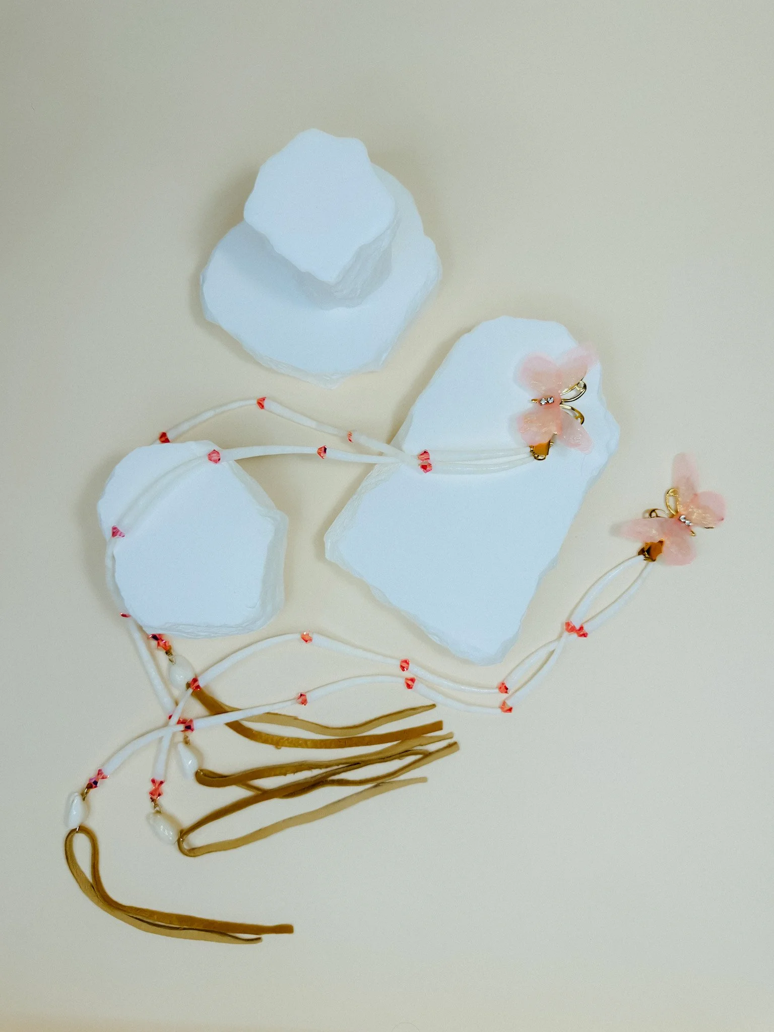 Dentalium Shell Hair Clips - "Pink Flutter"