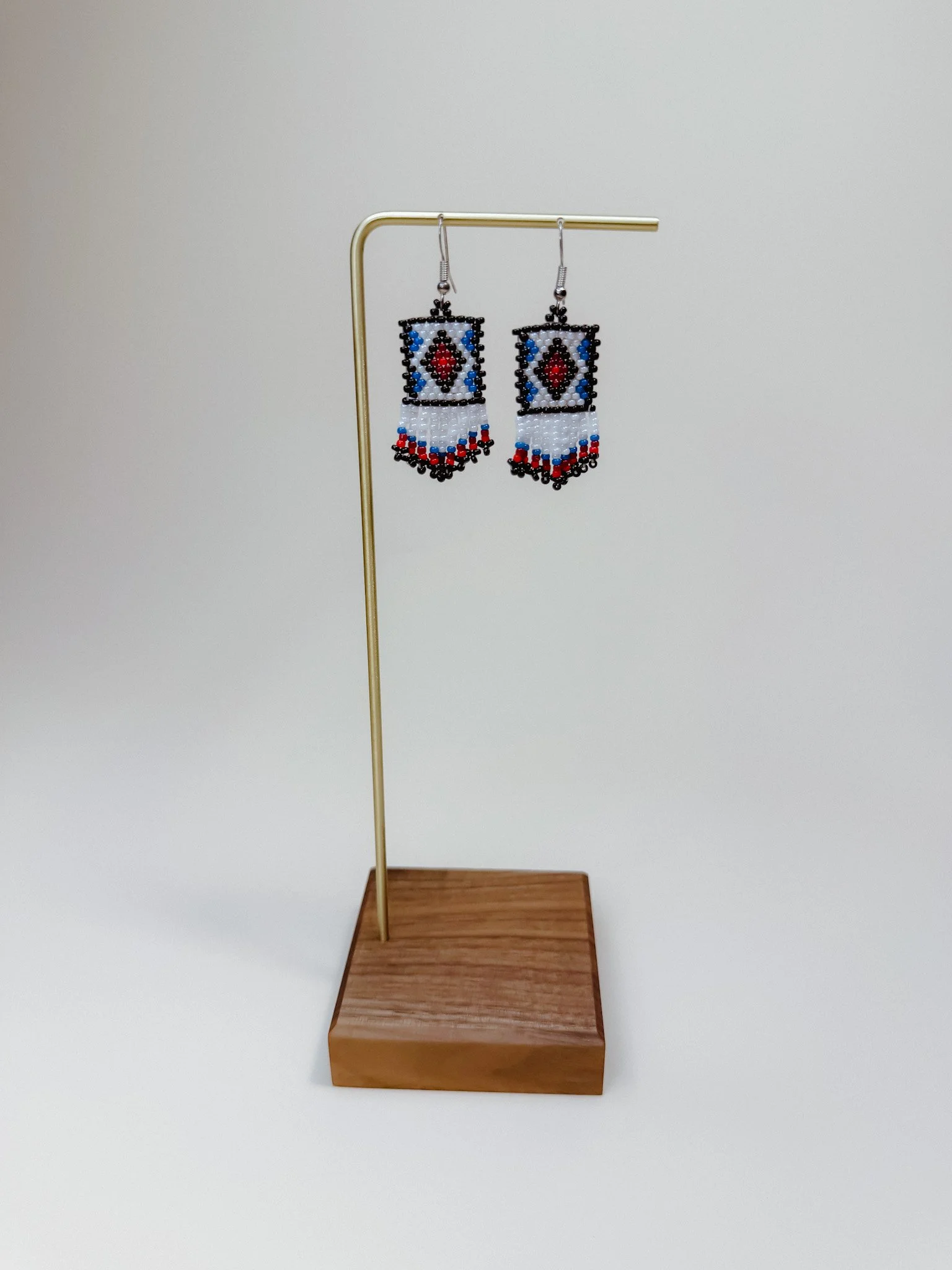 Square Stitch Beaded Drop Earrings