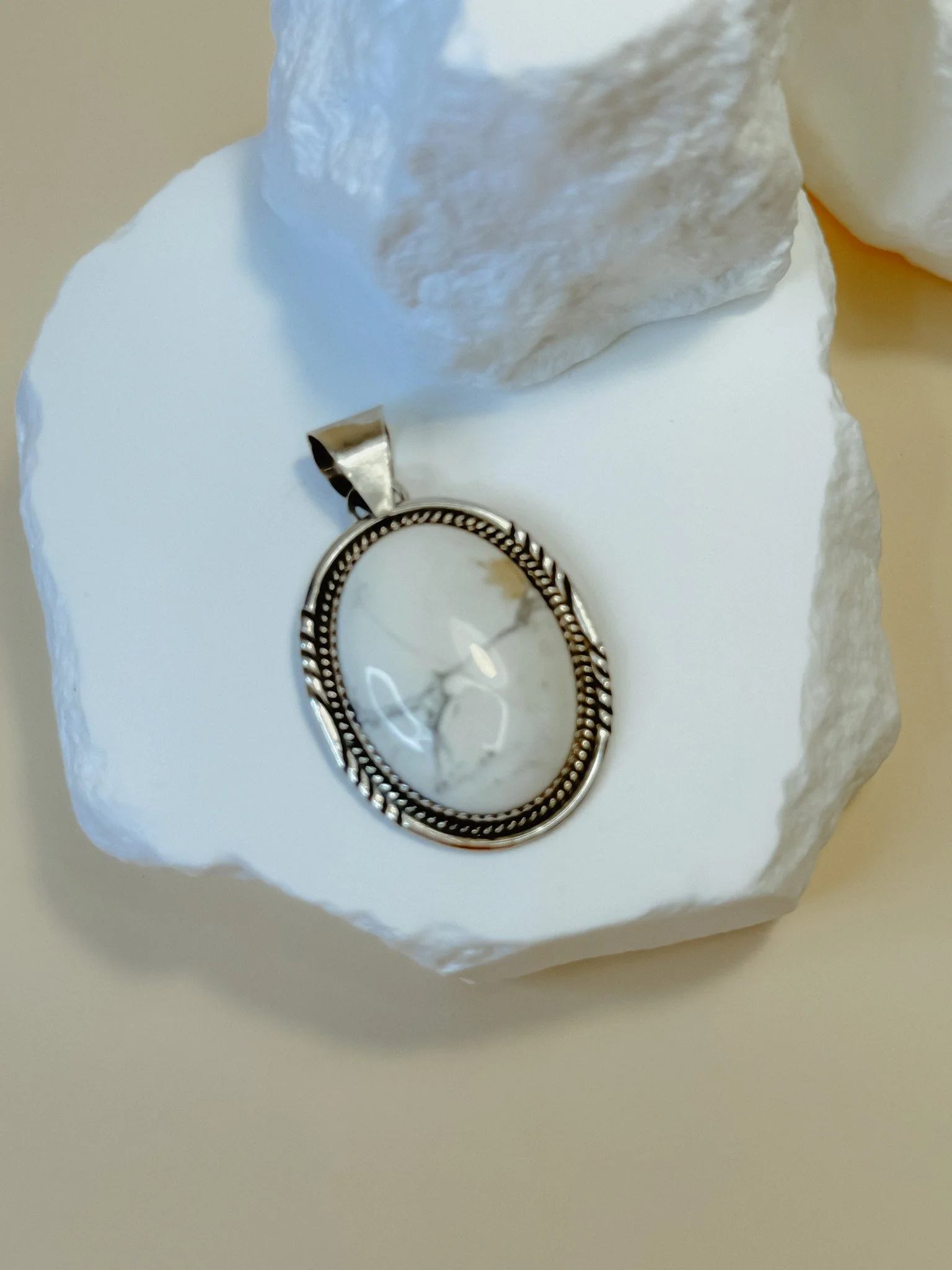 White Buffalo Stone Pendant