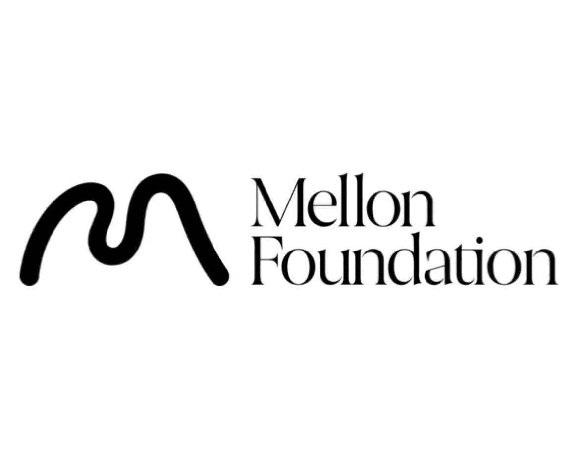Mellon Foundation Logo with letters in black and white background