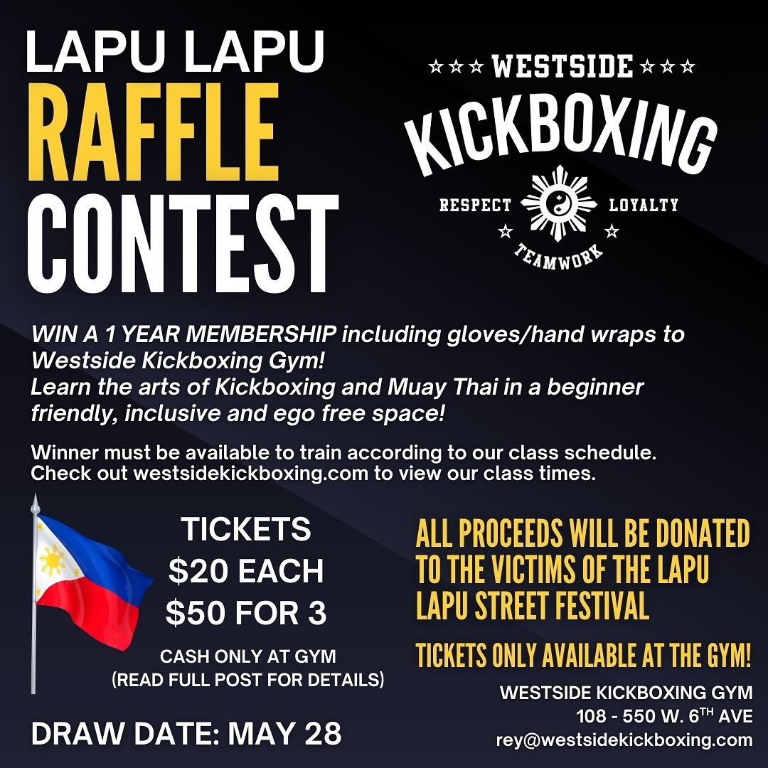 GIVEAWAY ALERT!!
We are giving away a ONE YEAR MEMBERSHIP including a pair of gloves & hand wraps (total value $1900) to Westside Kickboxing!
Learn the arts of Kickboxing and Muay Thai in a beginner friendly, inclusive and ego free space! Cla