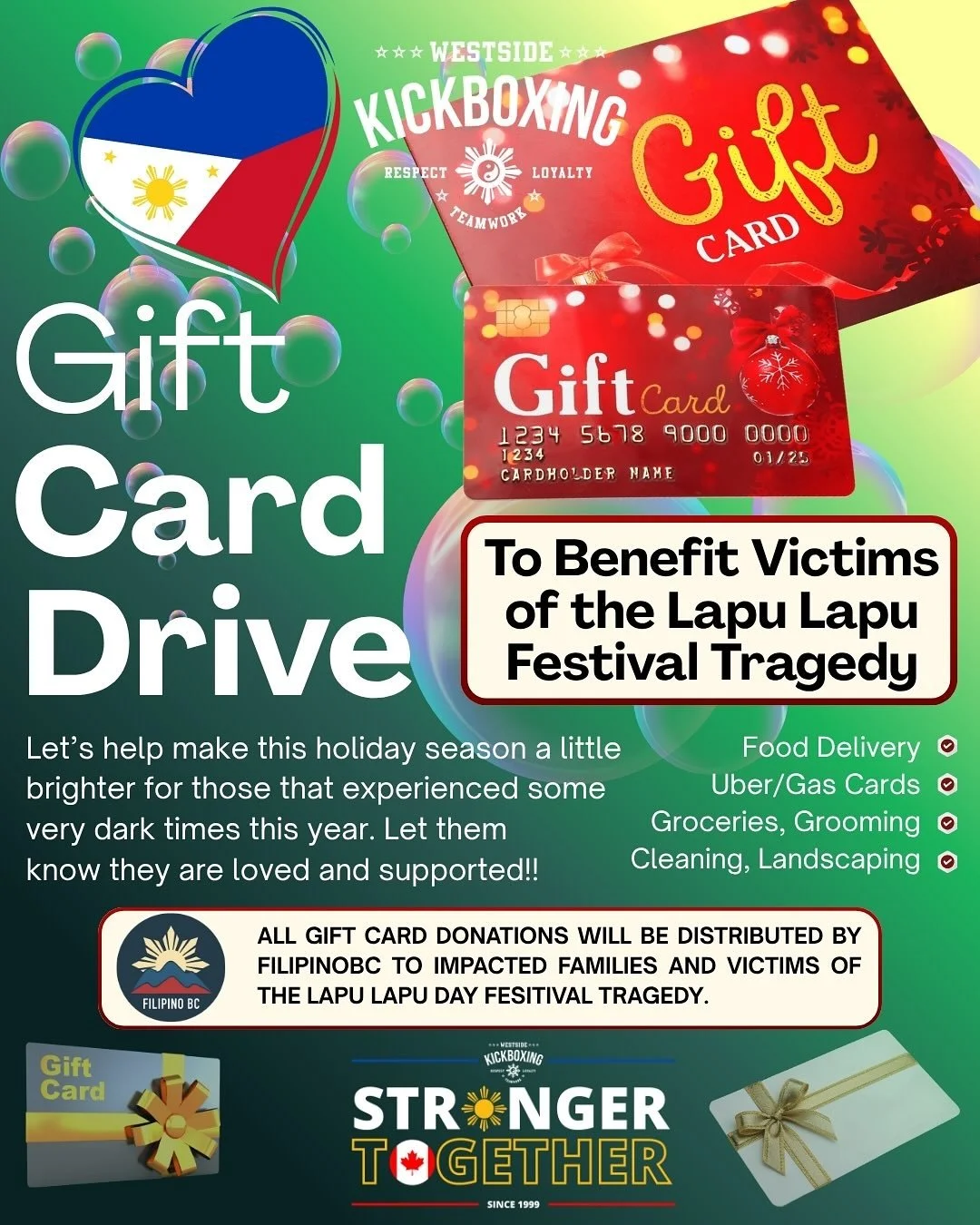 Let&rsquo;s continue our yearly tradition of giving during the Holiday season! This year, let&rsquo;s show our love and support to the victims of the Lapu Lapu Day Festival tragedy.

It&rsquo;s been a dark year for many that attended the festival and