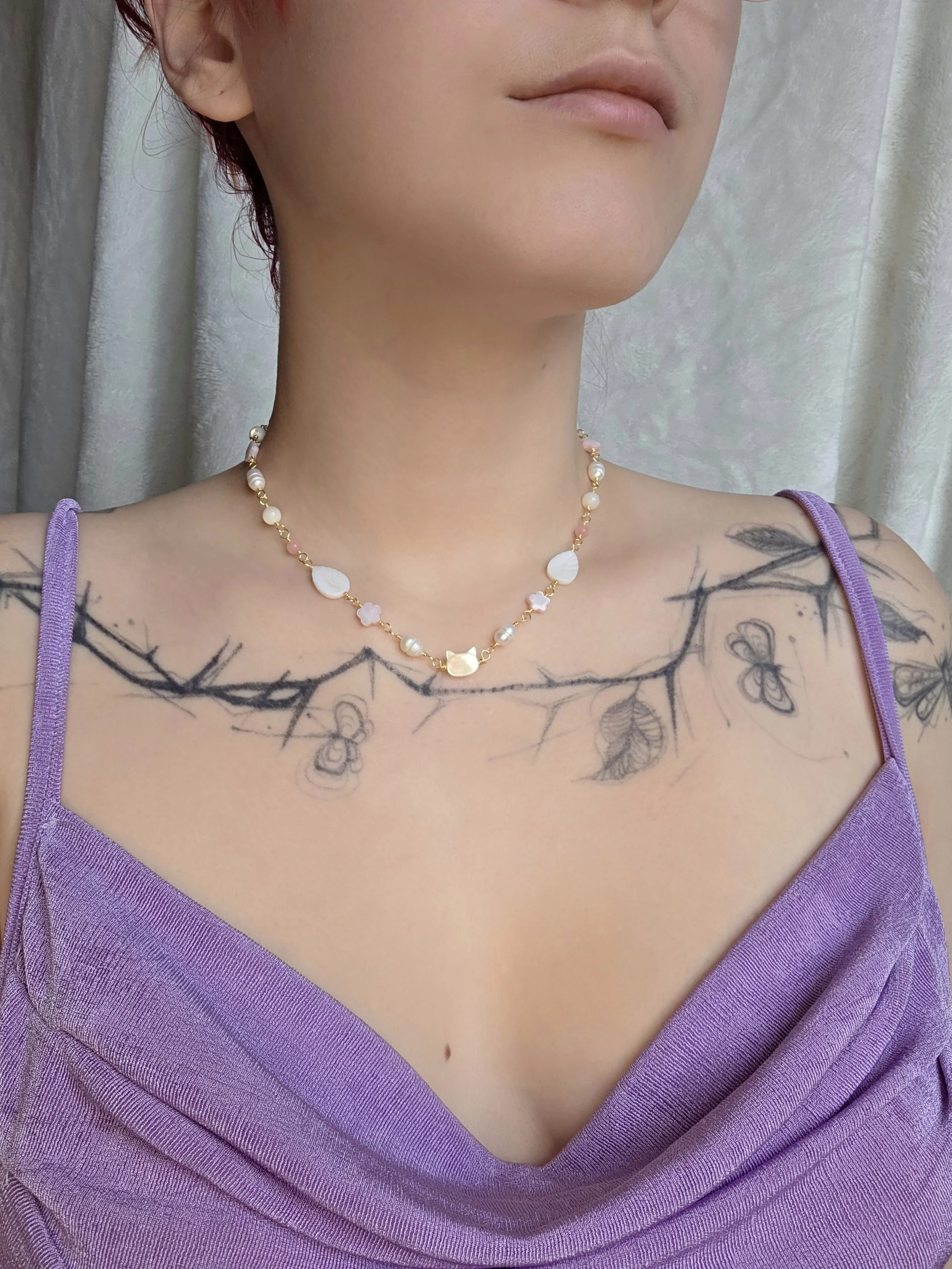 Cat Beaded Necklace In The Garden Cat Beaded