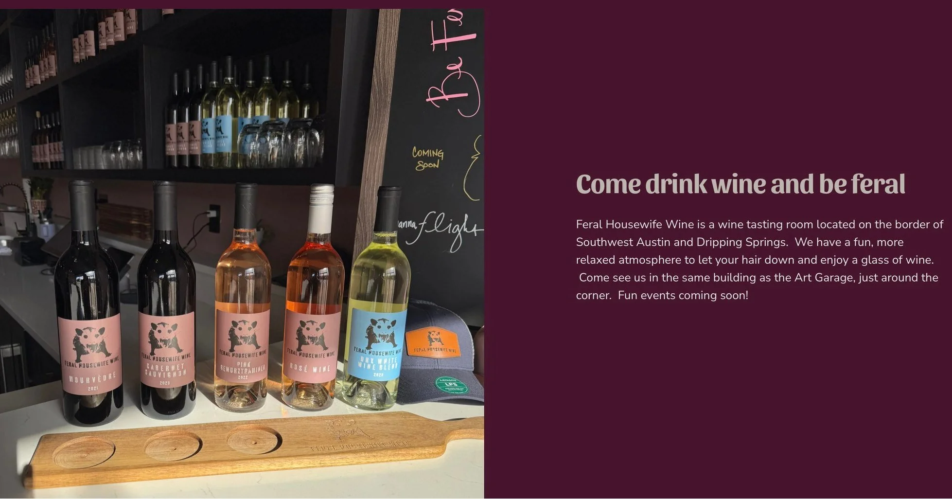 Some people do yoga.
We prefer retail therapy &mdash; in bottle form.
No Monday morning regrets here. 😉🍷
Order Wine online and receive before the weekend (or come on by while we're open to help prepare for next week).
#FeralHousewifeWine #StayFeral