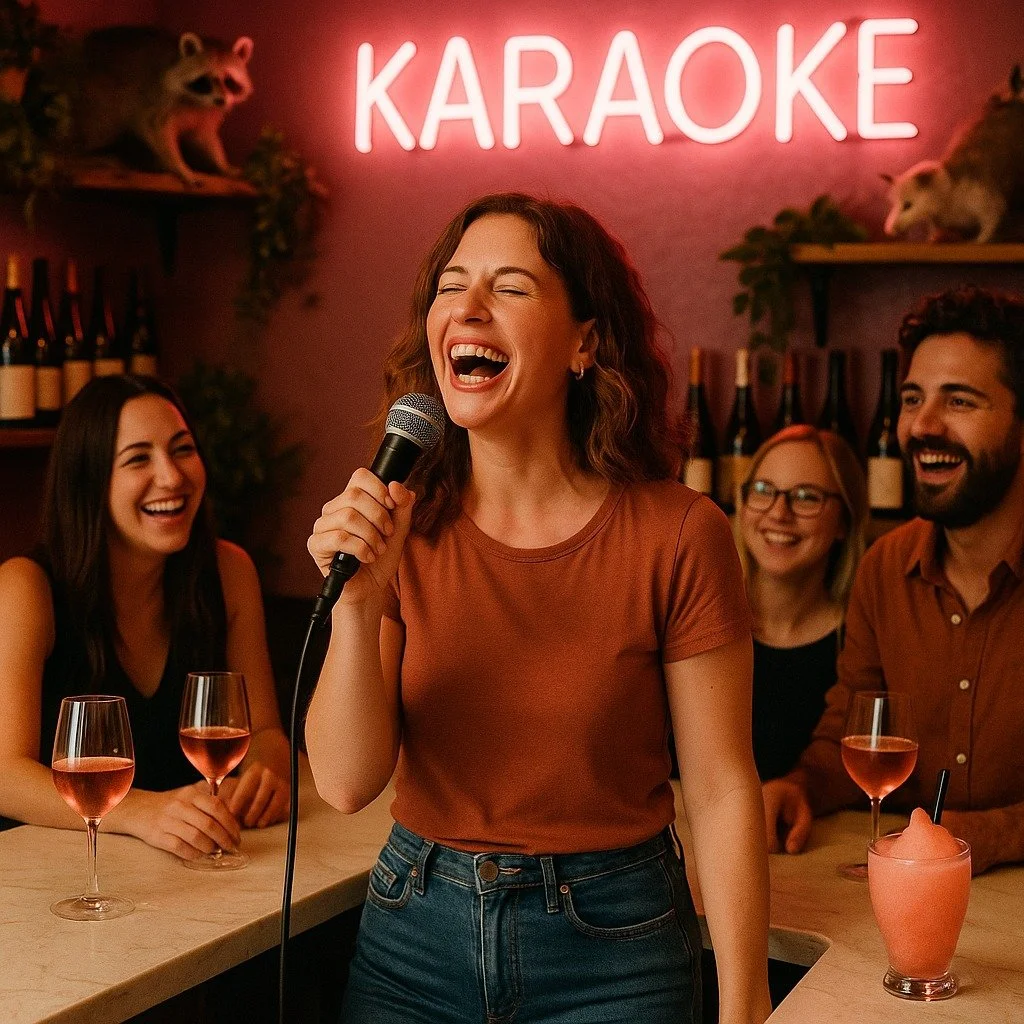 🎤 It&rsquo;s Karaoke Thursday at Feral Housewife Wine!
Grab the mic, grab a glass, and let your inner diva, rockstar, or feral godmother shine. 🍷✨
Cold Fros&eacute;, bold wines, and zero judgment&mdash;just chaotic good vibes and a crowd that will 