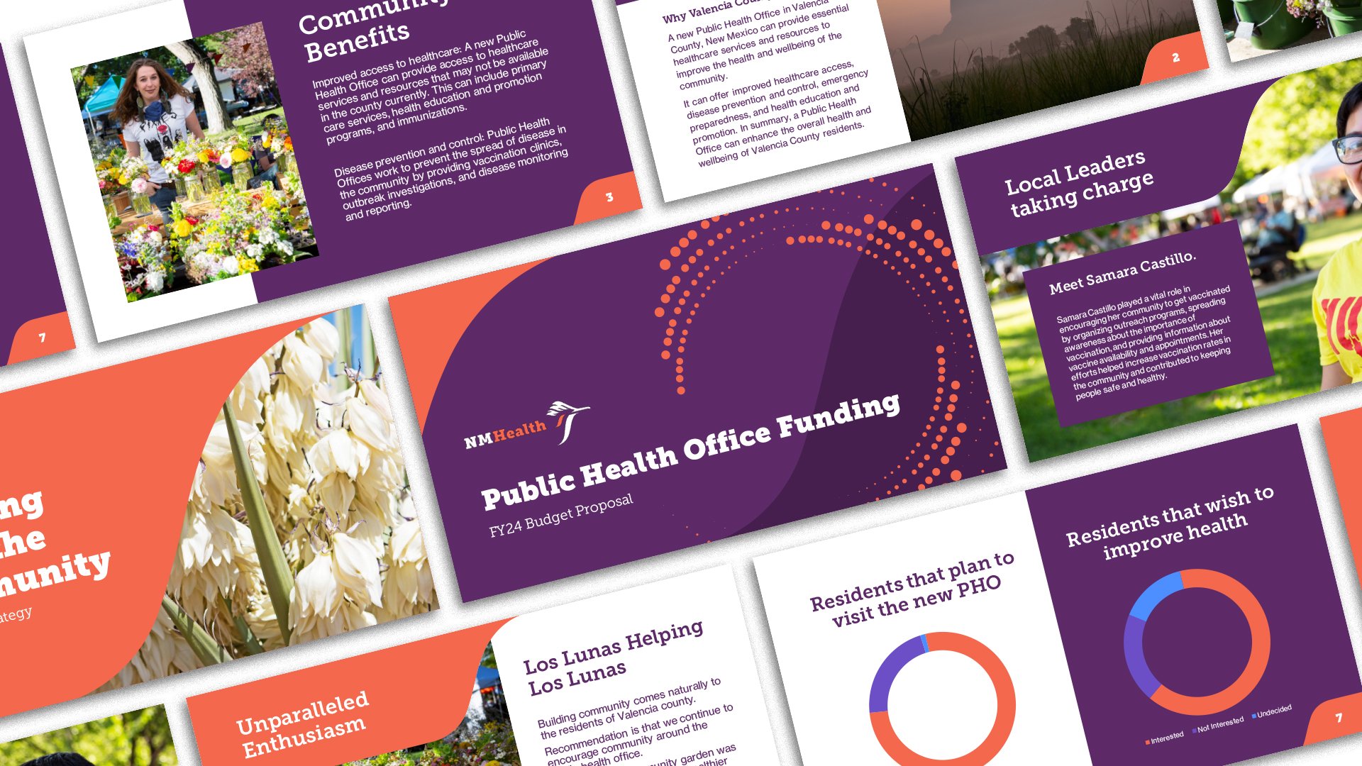 Mockup of a slide deck presentation created for the NMHealth rebrand.