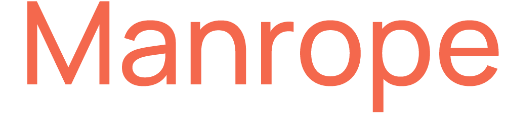 The word "Manrope" in large, bold, coral-colored letters on a transparent or white background.