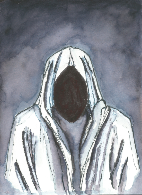 Original episode artwork, “The Faceless“ using watercolor, acrylic, and pen by Jody Mayer