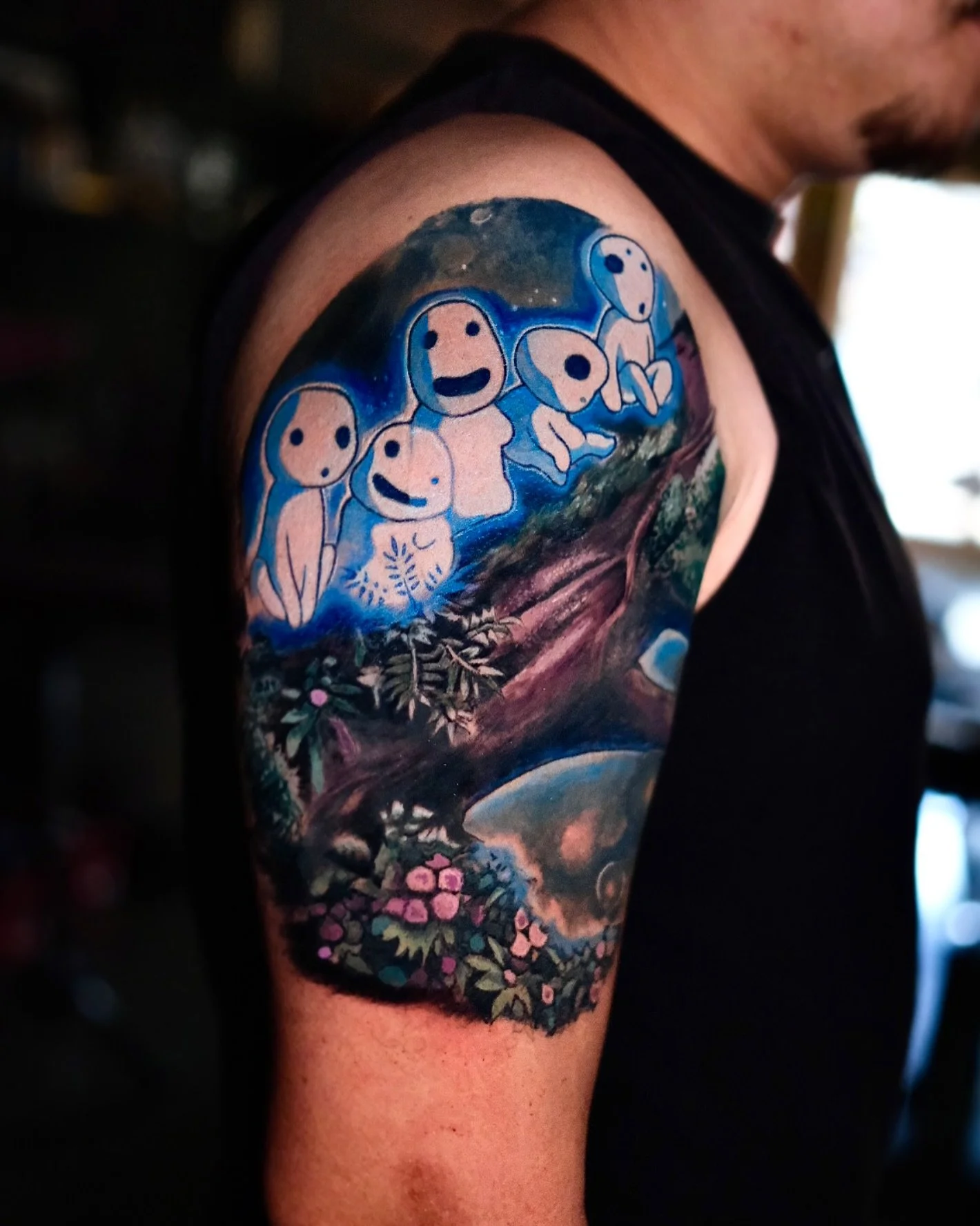 Getting around to posting more work I’ve been sitting on!! #studioghibli #ghiblitattoo #princessmononoke #animetattoos #animetattoossacramento #sacanime #animemasterink