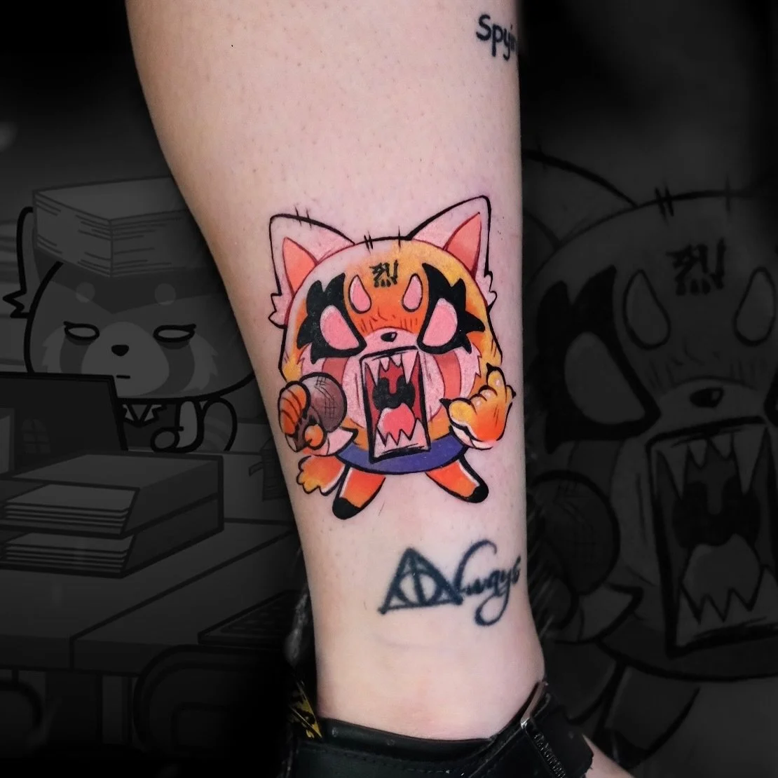 Little Aggretsuko on the ankle! #aggretsuko #sanrio #sanriotattoo #aggretsukotattoo #sacramento #animetattoos
