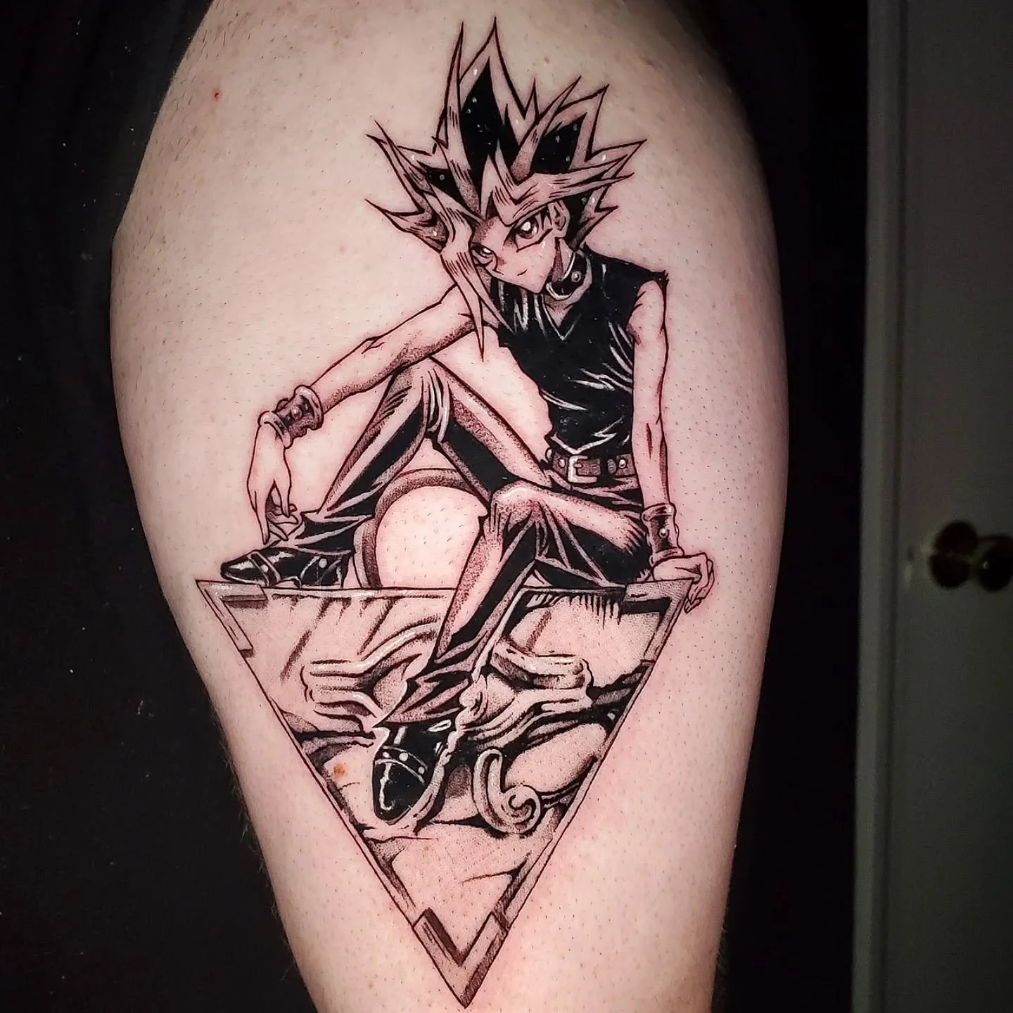 A cool Yami Yugi piece I got to do for a client's first tattoo the otherday ~ 
Thanks for coming in Kaiden ~ β€οΈ 
-
-
#sacramentotattooartist #animetatoo #animetattooartist #mangatattoo #yugiohtattoo #anime #manga #yugioh