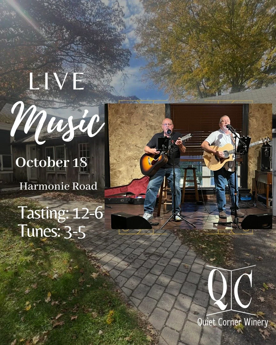 π·πΆ Live Music Alert! πΆπ·
Join us tomorrow evening at Quiet Corner Winery for a wonderful night of music with Harmonie Road
!
They’ll be bringing their signature sound, great vibes, and a whole lot of fun.
π When: Saturday Oct 18th 2025.