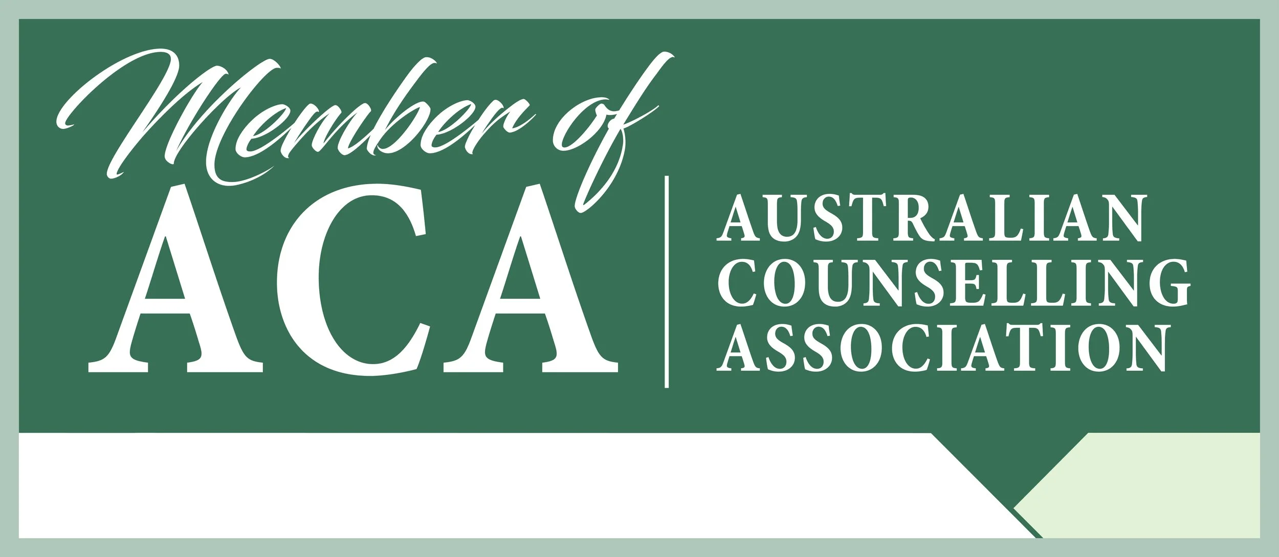 Logo of the Member of Australian Counselling Association with green background and white text.