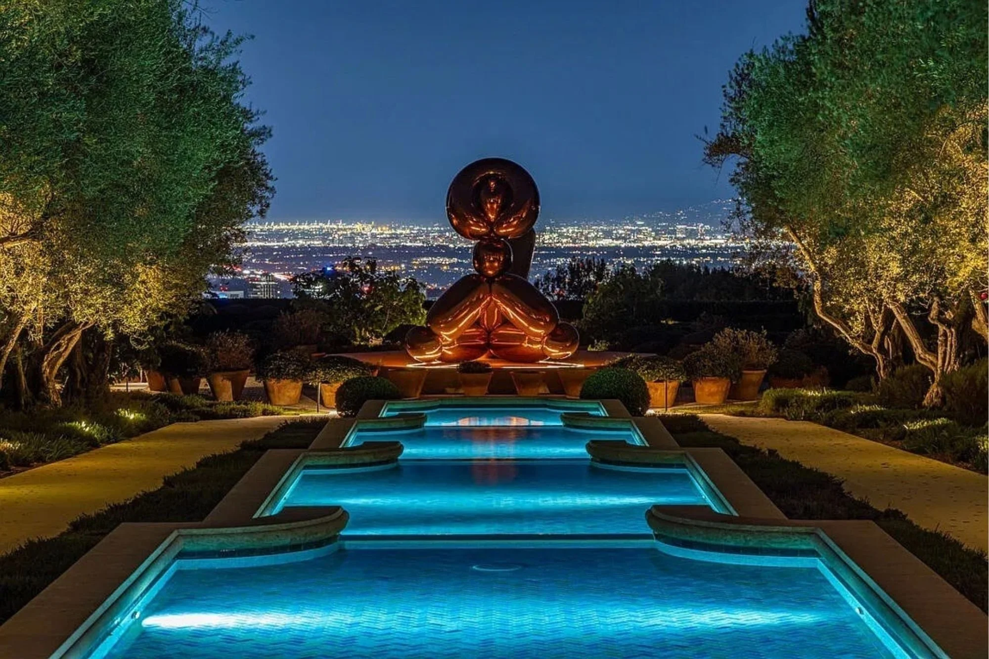 Pool image of California coastal residence, lighting by Tirschwell