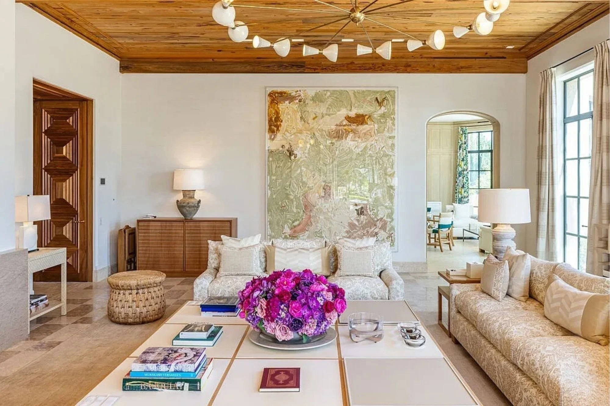 Interior Lighting of Living Room at Bel Air Residence by Tirschwell Lighting Design