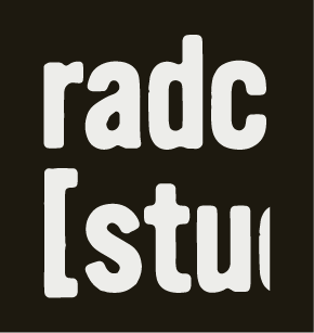 Black background with white text displaying 'radc [stuw'.