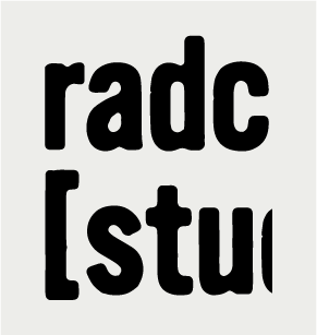 Text that appears to be distorted or cut off, displaying 'radc' and '[stu' on a white background.